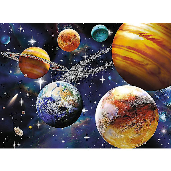 Diamantmålning av solsystemets planeter för vardagsrum - 40x30cm