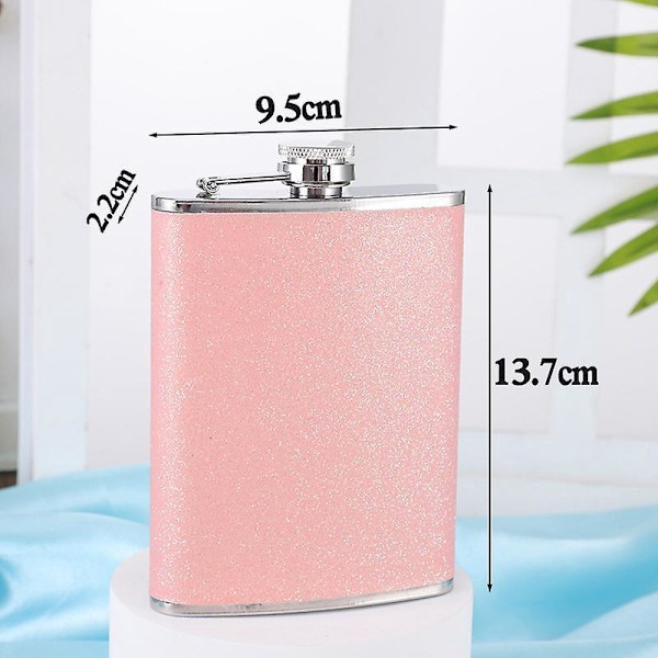 6oz + 8oz Rostfri Hip Flask Set - Rostfri, Skruvlock - Rosa (2 st)