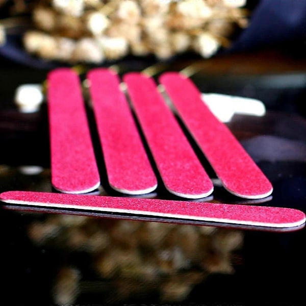 100 stk Mini Dobbeltsidige Neglefiler 180/240 Grit, Profesjonelle Bærbare Neglefiler, Neglefil, Neglestylingverktøy for Hjem og Salong