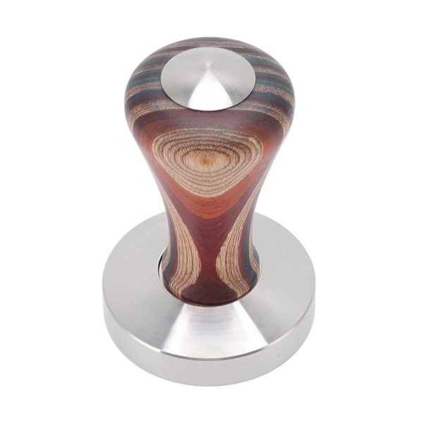 Farverig træ kaffepresser med flad bund i rustfrit stål til kaffeaccessories 58mm