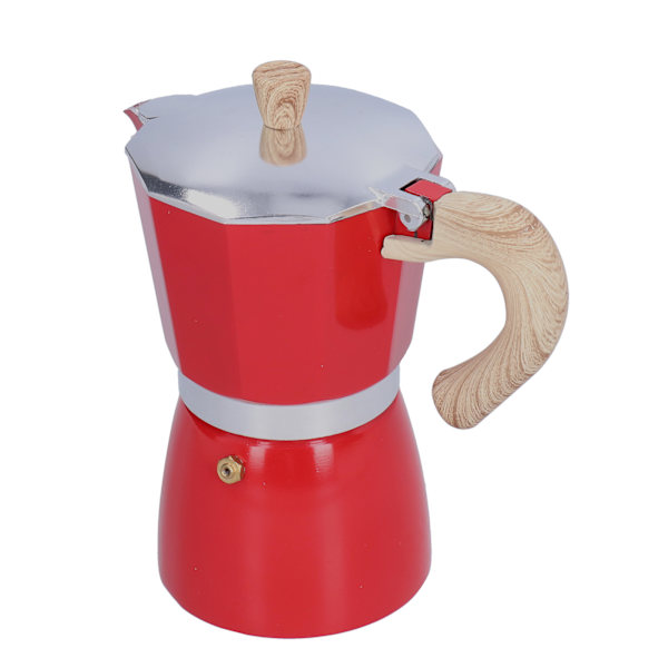 300 ml kaffekanna Moka Maker kaffekokare för gasspis Etanolspis Elektrotermisk ugn Röd