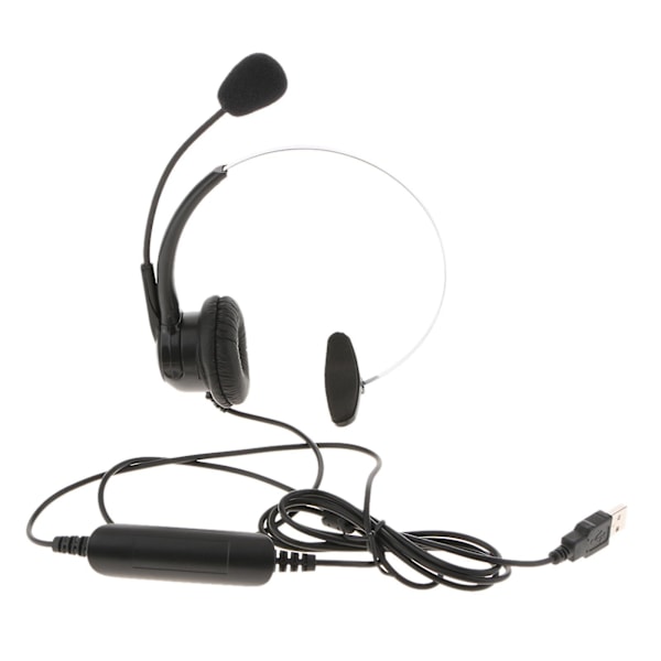 4 x Call Center Monaural USB-plugg Headset Hodetelefoner med Mikrofon for Datamaskin