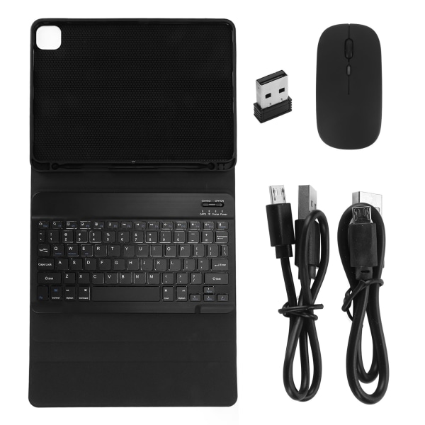 För IOS Tablet Pro Tangentbord Magnetisk Avtagbar Auto Sleep Pennshållare Kickstand Trådlöst tangentbord med case Mus Svart