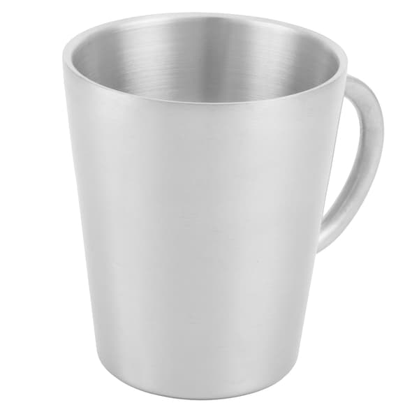 300 ml Bærbart Krus 304 Rustfrit Stål Dobbeltvægget Isoleret Kaffe Øl Kop med Håndtag Mat Sølv