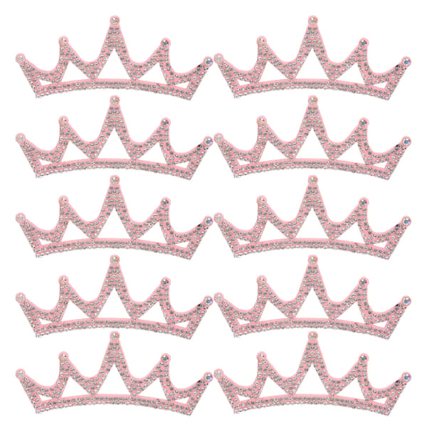 10 st strass tygapplikationer kronformade lappar klädtillbehör 10x3,7 cm rosa triangulär typ