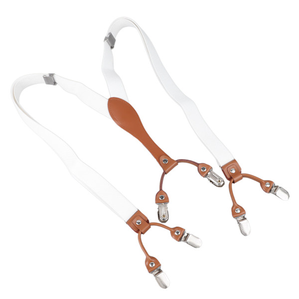 Herr Suspender Dubbelskiktad Justerbar Elastisk Bekväm Heavy Duty Suspender för Herrar Man Vit