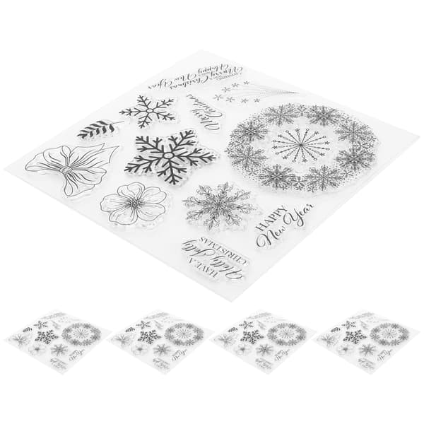 5 stk jule silikon klart stempel snøfnuggform DIY håndlagde dekorasjonstilbehør