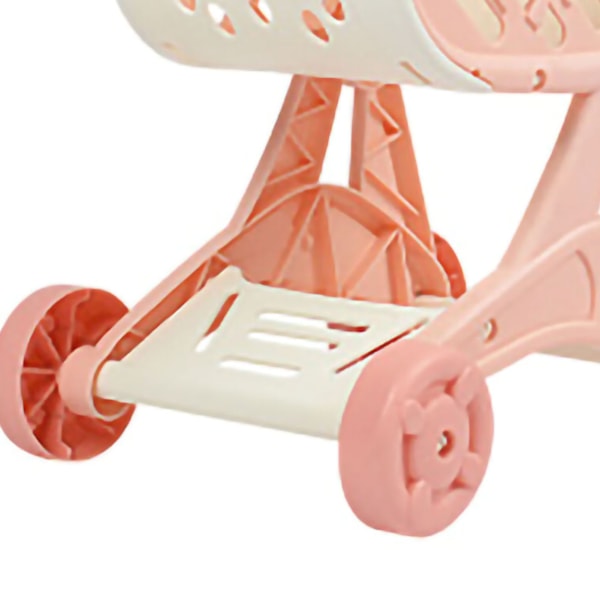 Dockhusvagn Shopping Cart Set Kök Skär Frukt Leksaker Supermarket Barnvagn Simulering för Barn Presenter Rosa