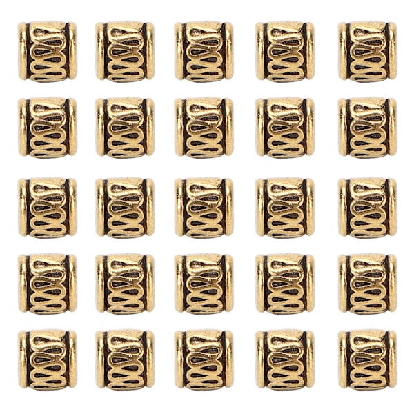 50 st Hårflätning Pärlor Legering Skäggdekoration Dreadlocks Ringar Armband Halsband Tillverkning Tillbehör Guld
