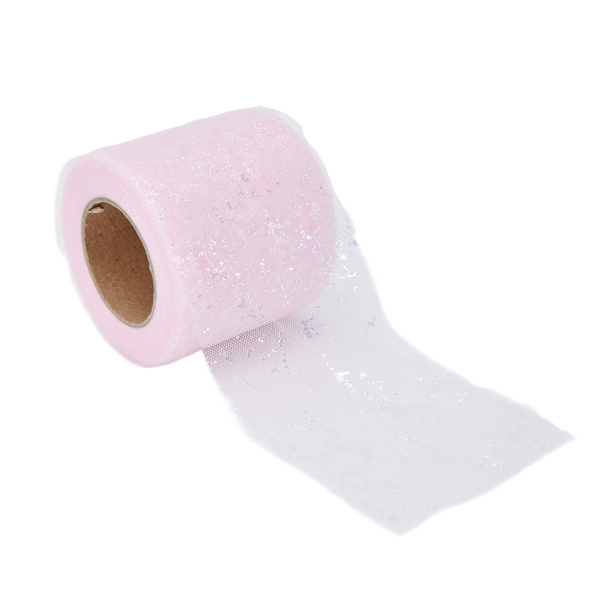 Tylltyg 25 Yards 6cm Polyester Material Lätt Bärbar Tyllrulle för Kläddekoration Ljusrosa