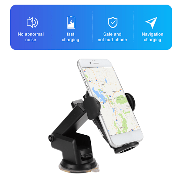 Bærbar biltelefon trådløs oplader opladningsenhed 15W hurtigopladningstilbehør
