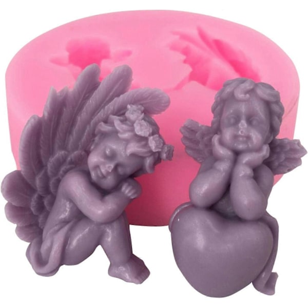 Silikoneform Resin Form Gipsform Epoxy Resin Form, DIY 3D Hjerteformet Engel Resin Støbeform