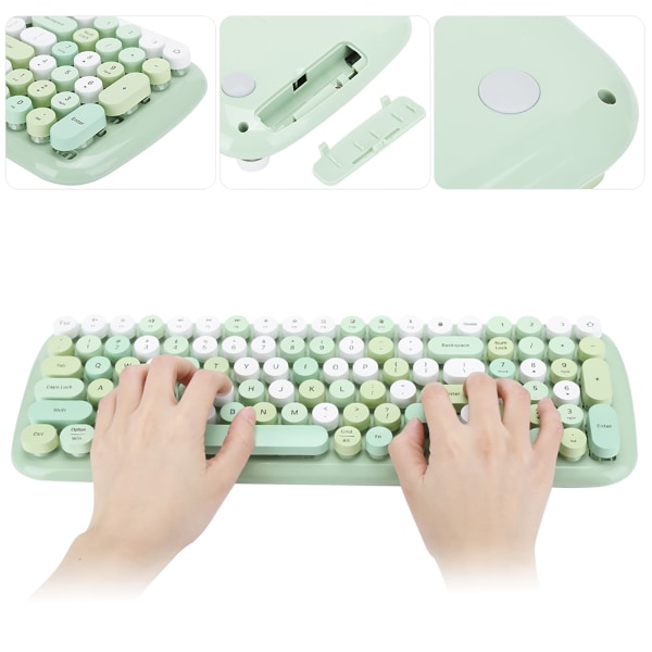 MultiDevice Keyboard til Bluetooth 5.1 trådløst tastatur til bærbar mobiltelefon Tablet (grøn)