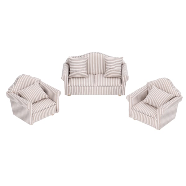 Miniatyr soffa set simulering mjuk dockhus soffa tillbehör med kuddar för 3 år gammal och äldre