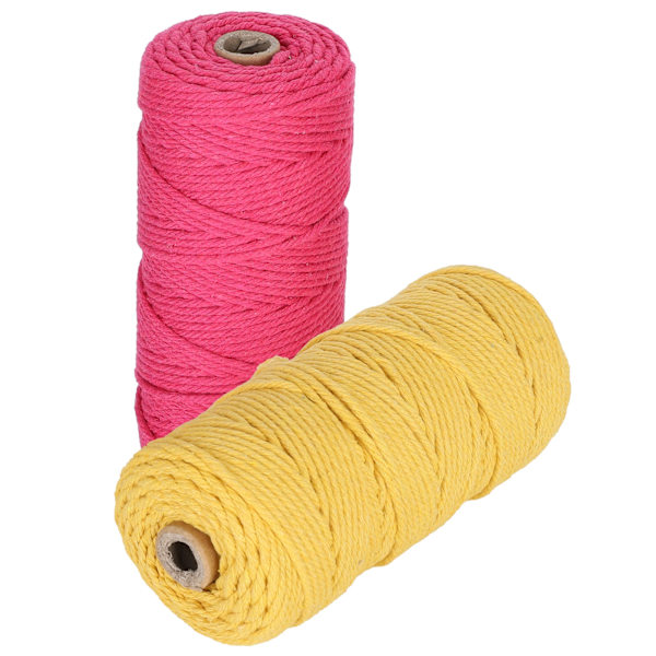 Naturlig bomullsrep Macrame-sladd enkelsträng stickgarn hantverk DIY 3mm 100meter