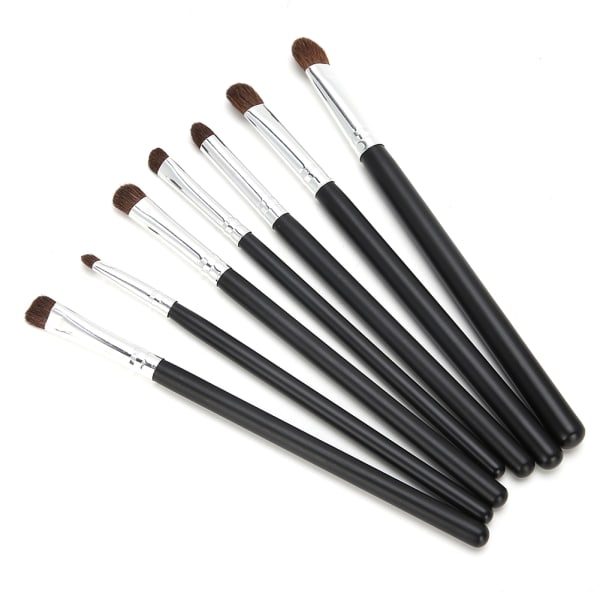 7 stk Make Up Brushes Set Cosmetic Foundation Powder Blush Concealers Øjenskyggebørster Sort og Sølv