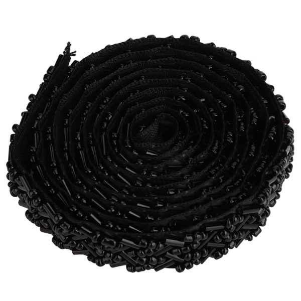 1 Yard Pearl Ribbon Tape DIY håndlagde klær broderte sydekorasjonstilbehør (1,5 cm svarte doble åtte rørperler)