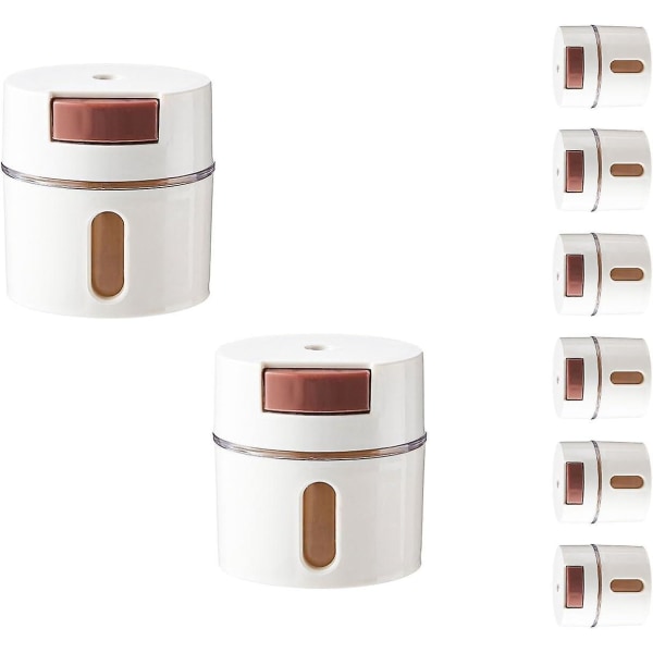 Magnetisk vægmonteret salt- og peberrystesæt - Sæt med 6, hvid, 8,8 oz - Køkken- og hjemmekrydderibeholder