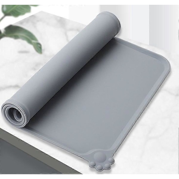 Vandtæt Anti-Slip Silikone Mad- og Vandskålsmåtte til Kæledyr - 47 x 29 cm, Sort