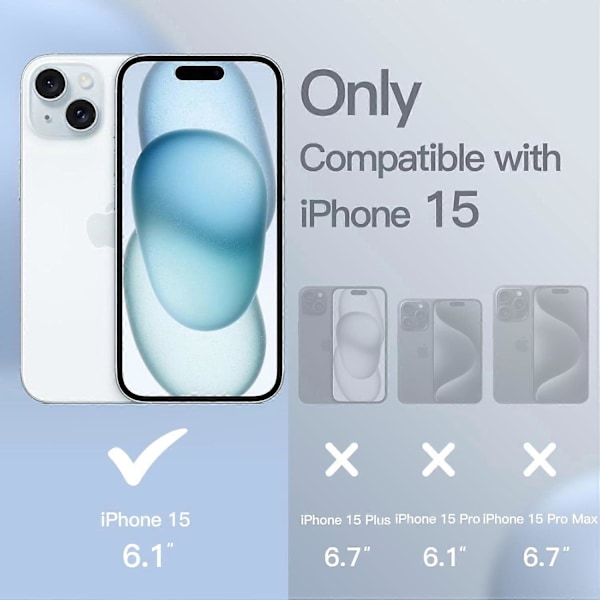 Silikonikuori iPhone 15 6.1-tuumaiselle, Silkinpehmeä Täyssuojaava Puhelinkuori, Iskunkestävä Suojus (Sininen)