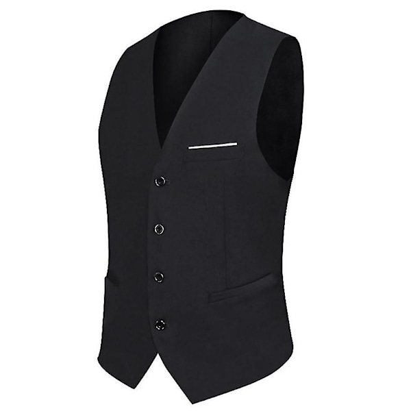 Slim Fit V-hals Business Vest til Mænd 3XL Sort