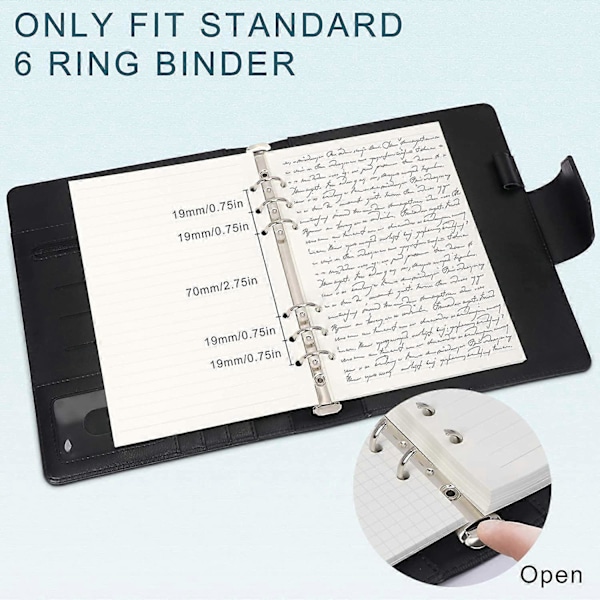 A5 Refill Papir, 3 Pakker 100GSM Tykt Refill Papir 6 Hullers Indlæg Løst Papir 135 Ark (270 Sider) til 6 Rings Binder Journal Notesbog
