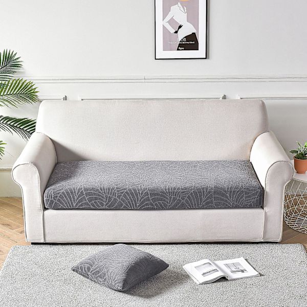 All-inclusive elastisk sofaovertræk - Grå, stænksikker, ensfarvet, Jacquard, enkelt bredde 50-65cm, længde 50-63cm, højde 5-20cm