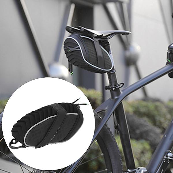 Polyester Fiber Mountain Bike Bagagebærer Taske Cykel Sadel Opbevaring Organizer Cykeludstyr Sort