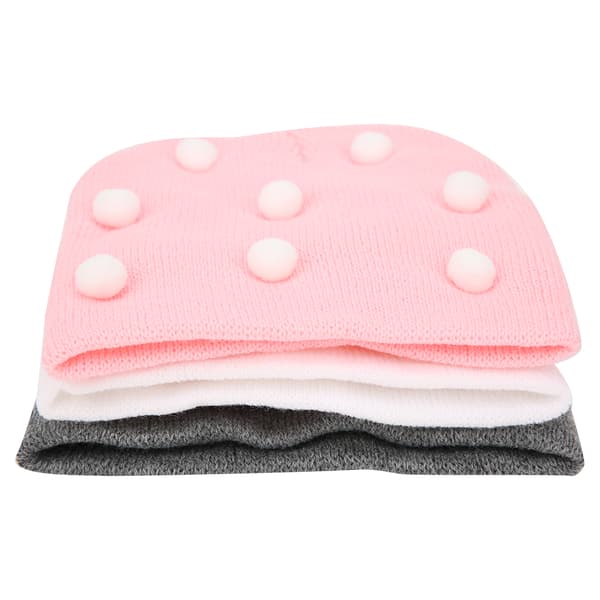 3 stk. Strikket Hue Vinter Efterår Elastisk Sød Hue Hat til Børn Kid Spædbarn BabyPink + Grå + Hvid Strikket Hue
