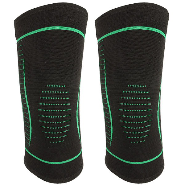 2 st Unisex Nylon Stickade Knäskydd Alla Sidor Andas Håll Varm Löpning Sport Knäskyddgrön S