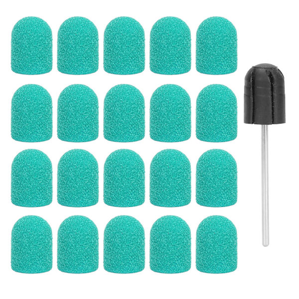 Nagelslipband Borrspets Nail Art Polering Cap Set Tillbehör (10 x 15 mm) Grön
