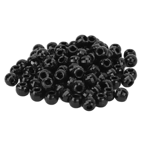 100 stk. Hårfletteperler Plast Store Hull Seksjon 12mm Dreadlocks Hårfletteperler Svart