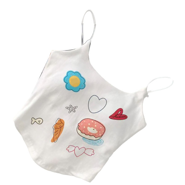 Kvinners Spaghetti Stropp Tank Top med Brystplate Søt Trykkmønster Myk Komfortabel Slim Fit Tynn Stropp Tank Top for Jenter Hvit Gratis Størrelse