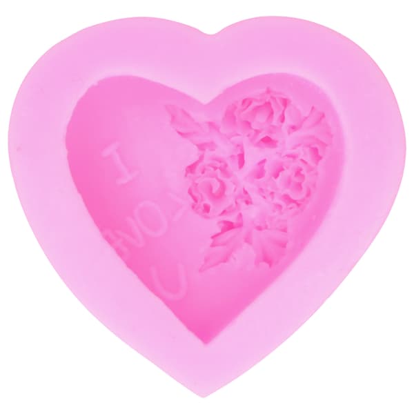 DIY silikonform 3-dimensjonal hjerteformet roseblomst LOVE kake sjokolade såpe stearinlys