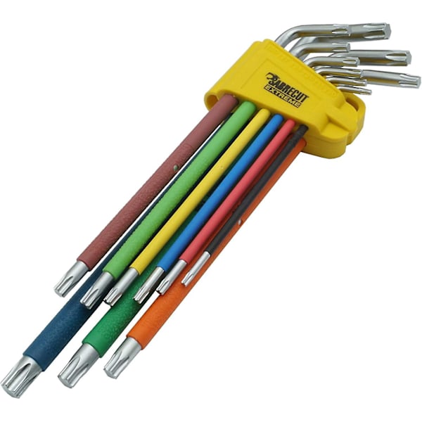 9 erittäin pitkää värikoodattua Torx-avainta
