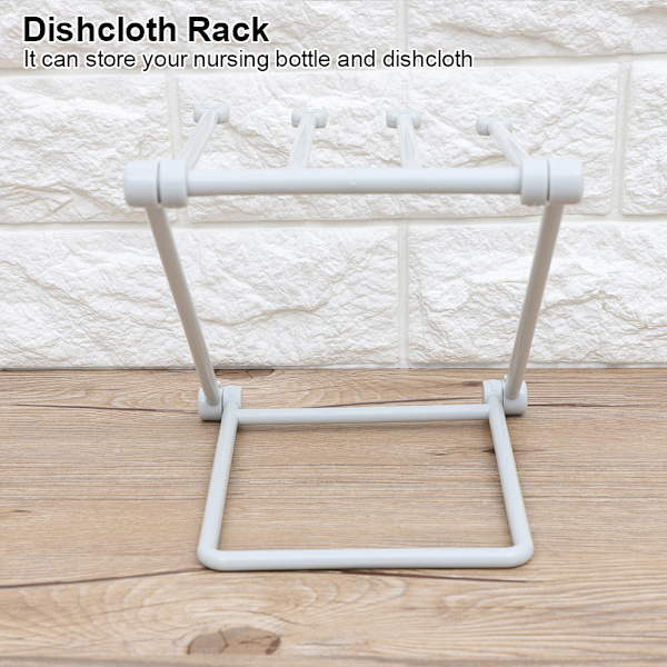 Plast Tjock Stabil Vikbar Handduksduk Disktrasa Rack Organizer Hållare Kök (Grå)