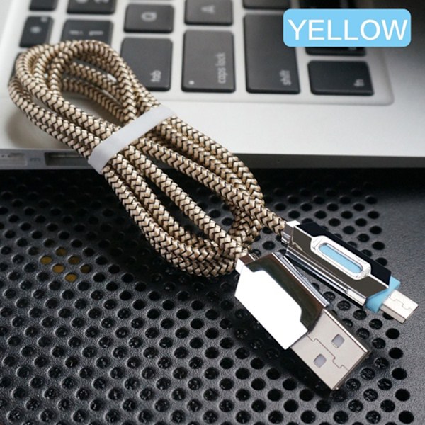 Nylon-punottu LED-mikrousb-kaapeli Android-synkronointikaapeli Type C -pikalatauskaapelit