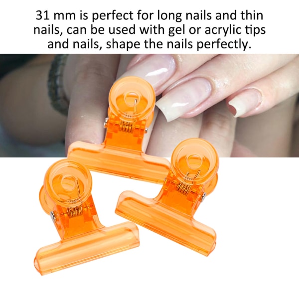 5 kpl C Curve kynsienpidennysklipsit Monitoimiset muoviset nail art oranssi