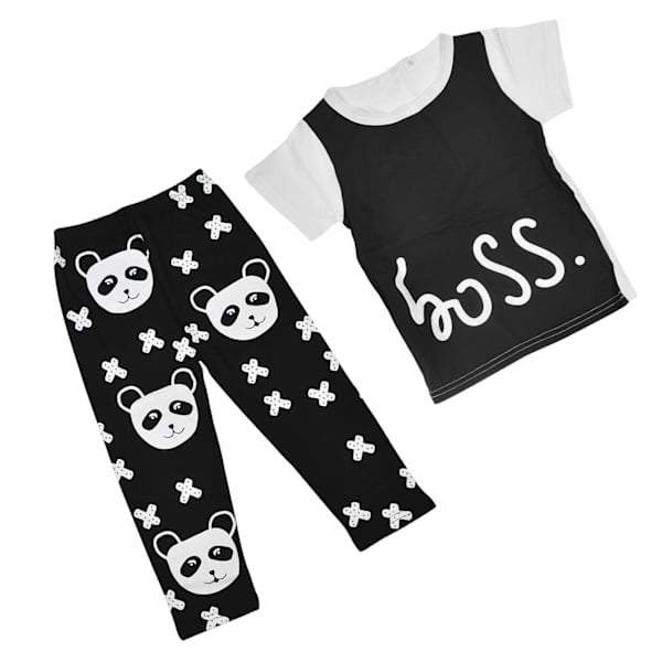 Fashion Baby Bomullskläder Outfits Småbarn Andningsbar Bomullsshorts Panda Mönster ByxorSvart 90cm