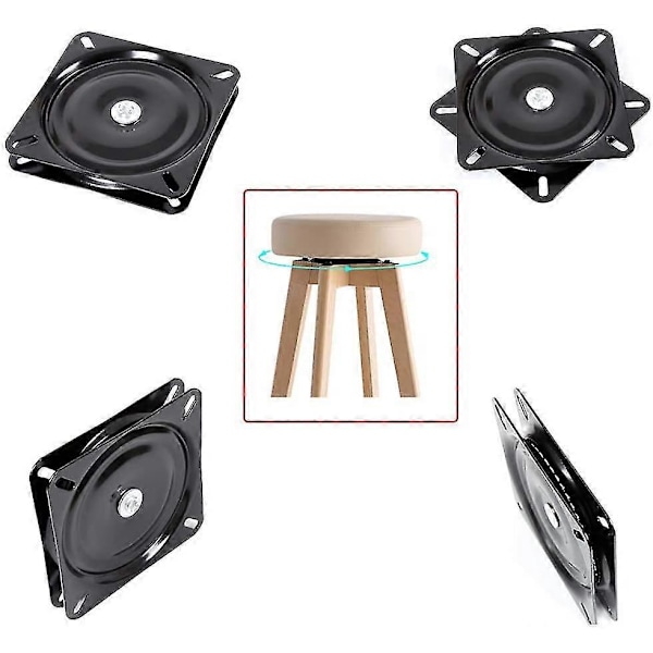 Lazy Susan firkantet leje, 16 cm, drejebase, til møbler, sofa, tv og barstol, sort