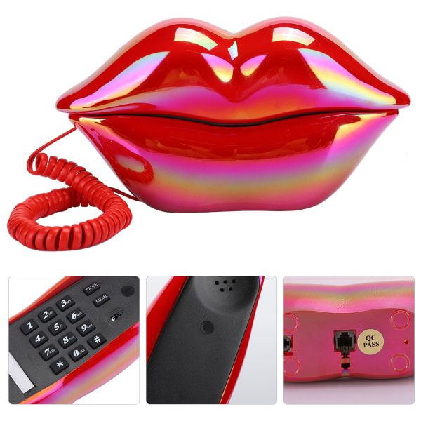 Creative Red Lips fastnettelefon i europæisk stil Desktoptelefon til hjemmekontoret