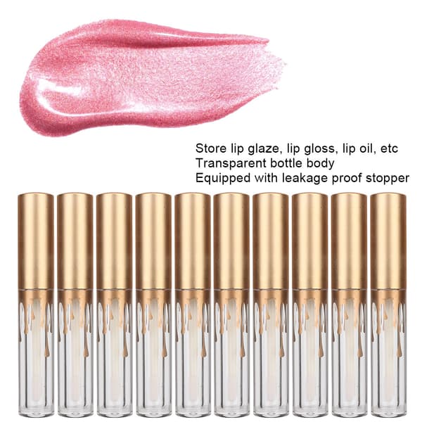 10 stk. tomme lipglossrør DIY læbestiftflaskebeholder makeupværktøj (2,5 ml/stk. mat guldlåg)