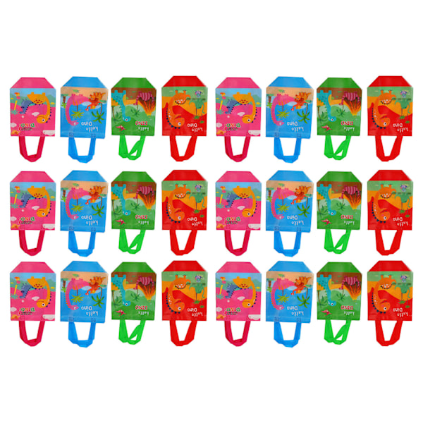24 stk. søde dinosaur gaveposer, foldbare nonwoven dinosaur festposer til fødselsdagsfester, babyshowers