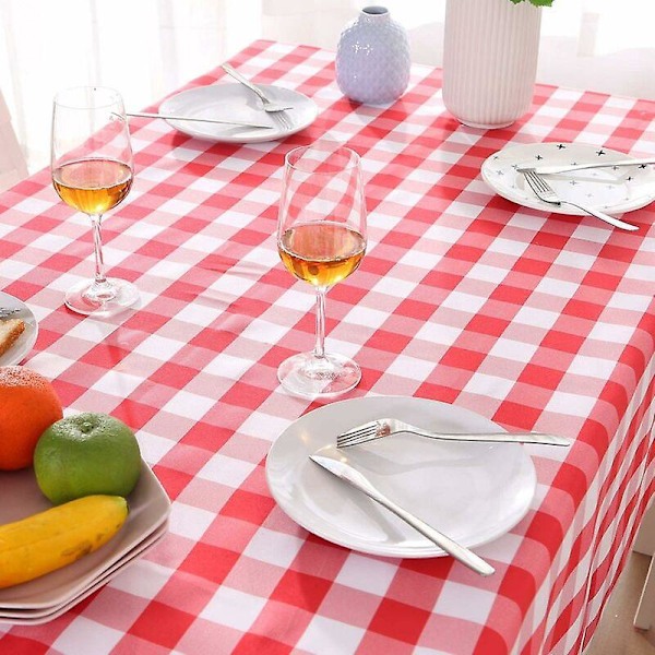 Rektangulær Duk, Rutete Duk, Rosa Hvit Rutete Duk, Gingham Stoffduk for Restaurant Spisestue (140x200cm)
