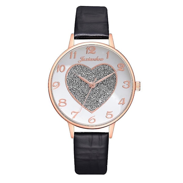 Beautiful Heart Quartz Watches for Women and Girls - Cute and Casual Lady's Wrist Watch Black