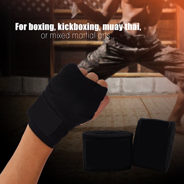 Voksne 1 par elastiske håndindpakninger Håndindpakning til boksning Kickboxing Muay Thai (sort)
