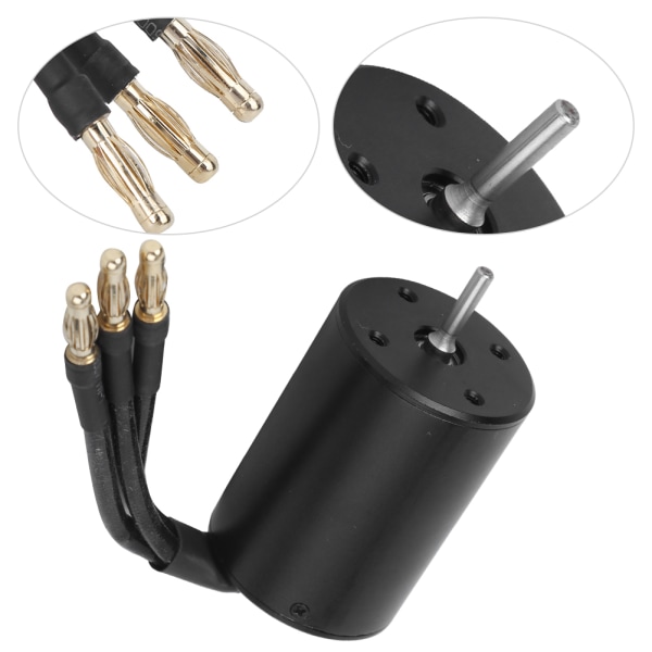 3650 vandtæt 4-polet ikke-induktiv børsteløs motortilbehør til 1/8 1/10 RC-bil (sort) (2300KV)