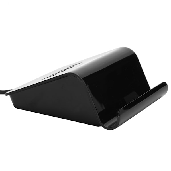 4-portars USB-hubb splitter strömadapter med telefonhållare för Android/IOS mobiltelefon bärbar dator svart