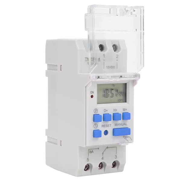 Veckotimer 12V DC 16A LCD-display med nedräkningsfunktion och utbytbart batteri