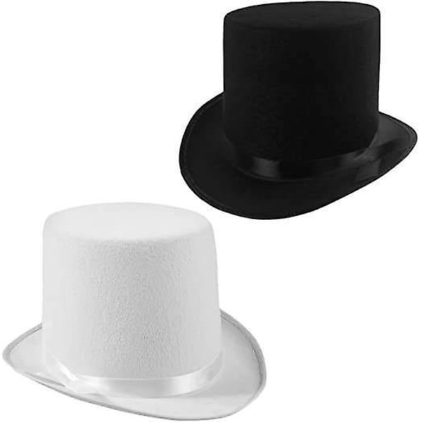 Satin Topphatt för Magiker Kostymfest Tillbehör Svart och Vit Scenartist Hatt